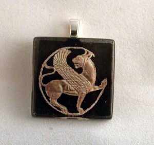 Persian old jewelry, glass pendant