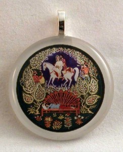 Sweet dreams, persian minature fused glass pendant