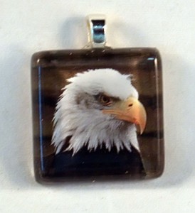 American Eagle, fused glass pendant