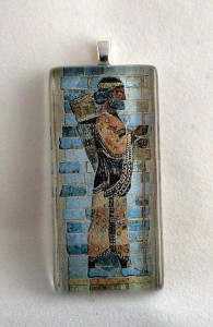 Old Persian soldier, hand carfted fused glass pendant