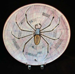 Original Artwork on Handmade Plate - "Secretive Spider"