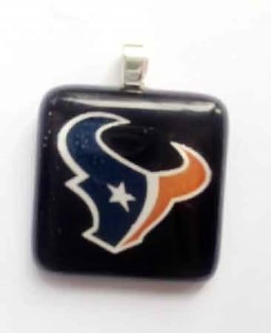 texans football fused glass necklace pendant