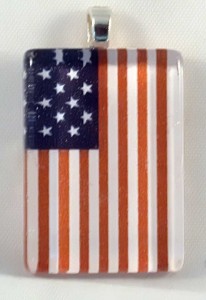 American Flag, hand crafted fused glass pendant