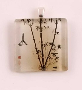 Art painting fired glass pendant