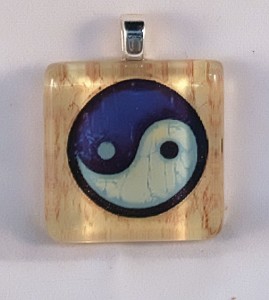 Blue and green yin yang symbol