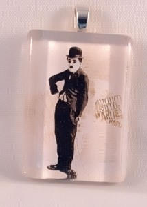 Charlie Chaplin, hand crafted fused glass pendant