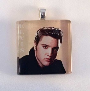 Collectible Elvis fused glass pendant