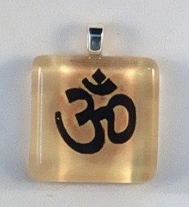 Hinduism symbol, fused glass pendant