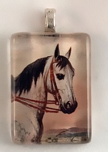Horse painting, fused glass pendant