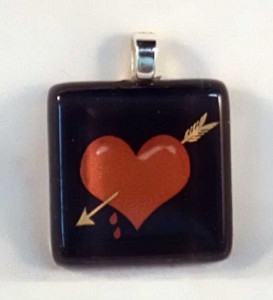 Lover's Heart, fused glass pendant