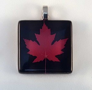 Maple Leaf, hand crafted fused glass pendant