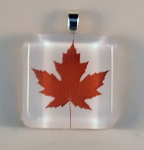 Maple leaf, fused glass pendant