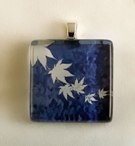Maple leaves, fused glass pendant
