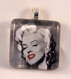 Marilyn Monroe, fused glass pendant