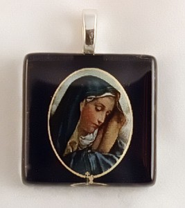 Mary, fused glass pendant