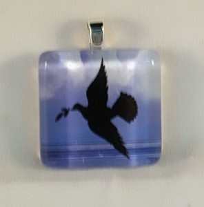 Peace Dove, fused glass pendant