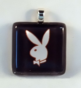 Rabbit head, fused glass pendant