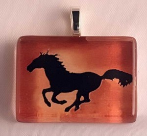 Running horse fused glass pendant