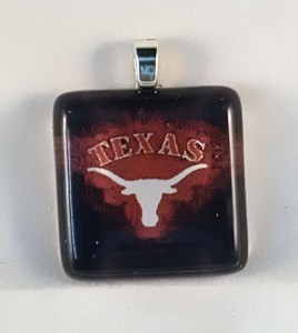 Texas Longhorn, fused glass pendant