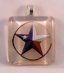 Texas lone star, fused glass pendant